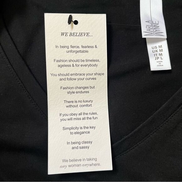 New With Tags MARLA WYNNE Long Sleeves V-Neck Blouse with White Trim Size Med - Picture 9 of 9